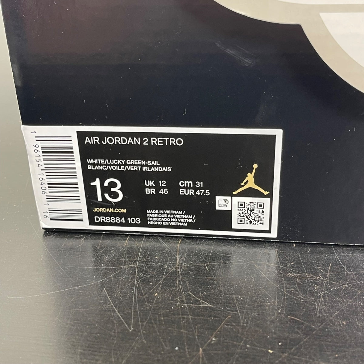 Jordan 2 Retro Lucky Green 13 (Moderately Worn Pre-Owned)JordanWhite/Lucky Green/Sail/Light Steel Grey - Image 7