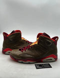 Jordan 6 Retro Cigar 11.5 (Lightly Worn Pre-Owned)JordanRaw Umber/Team Red-Metallic Gold-Challenge Red - Image 1
