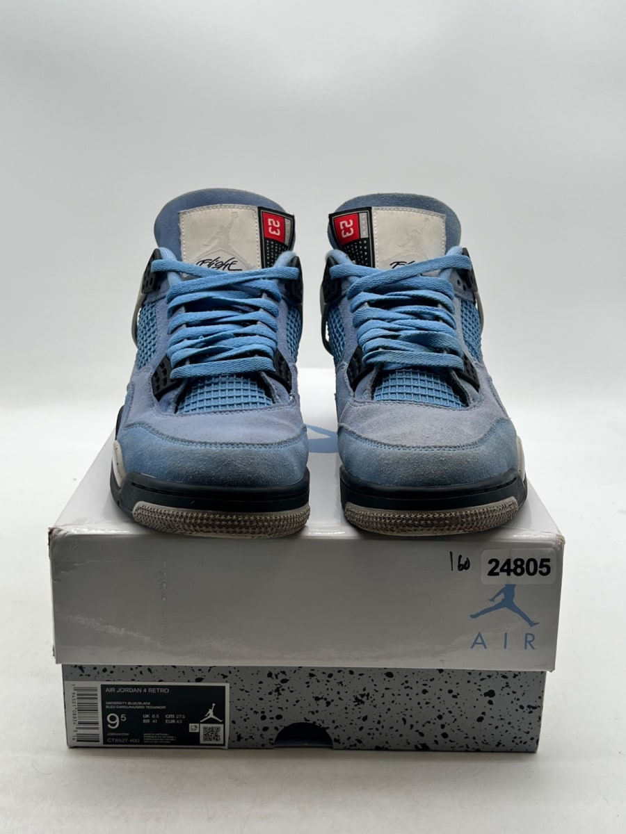 Jordan 4 Retro University Blue 9.5 (Moderately Worn Pre-Owned)JordanUniversity Blue/Tech Grey-White-Black - Image 2