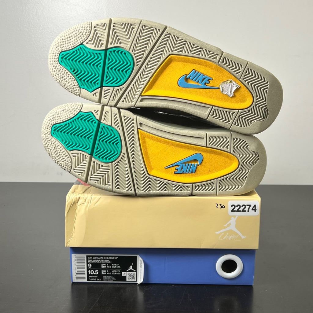 Jordan 4 Retro SP 30th Anniversary Union Taupe Haze 9 (Lightly Worn Pre-Owned)JordanTaupe Haze/Blue Fury-Khaki-Roma Green - Image 3