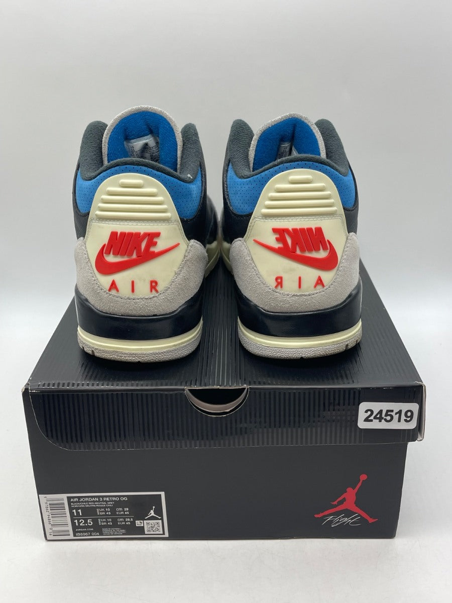 Jordan 3 Retro OG Rare Air 11 (Moderately Worn Pre-Owned)JordanBlack/Chile Red/Neutral Grey/Military Blue/Coconut Milk - Image 3