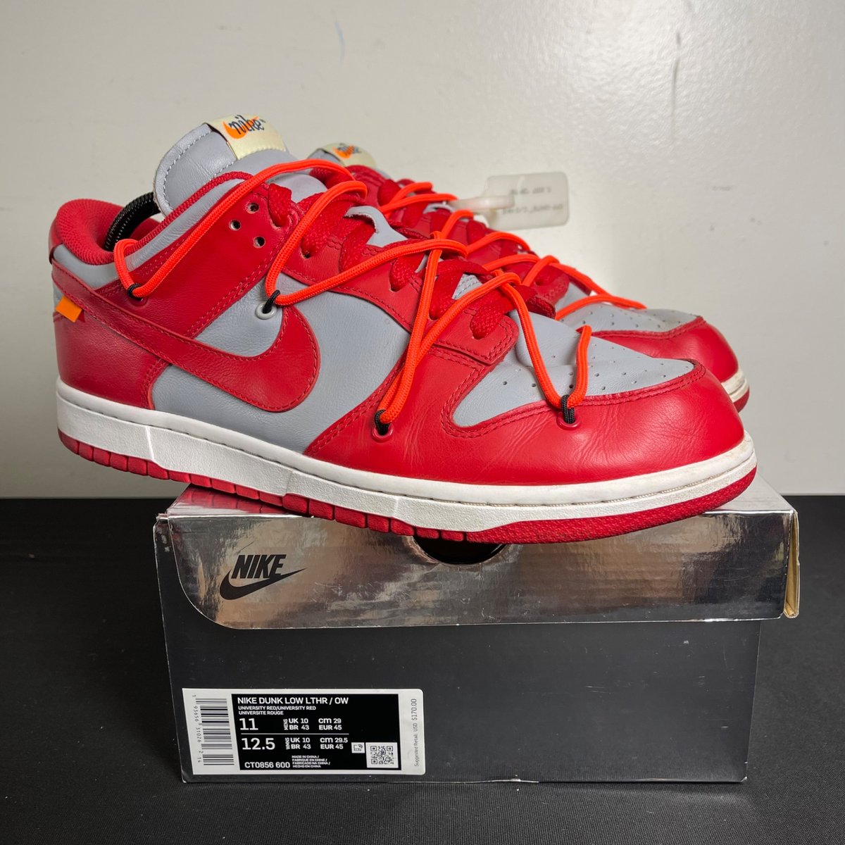Nike Dunk Low Off-White University Red (Size 11) - aux