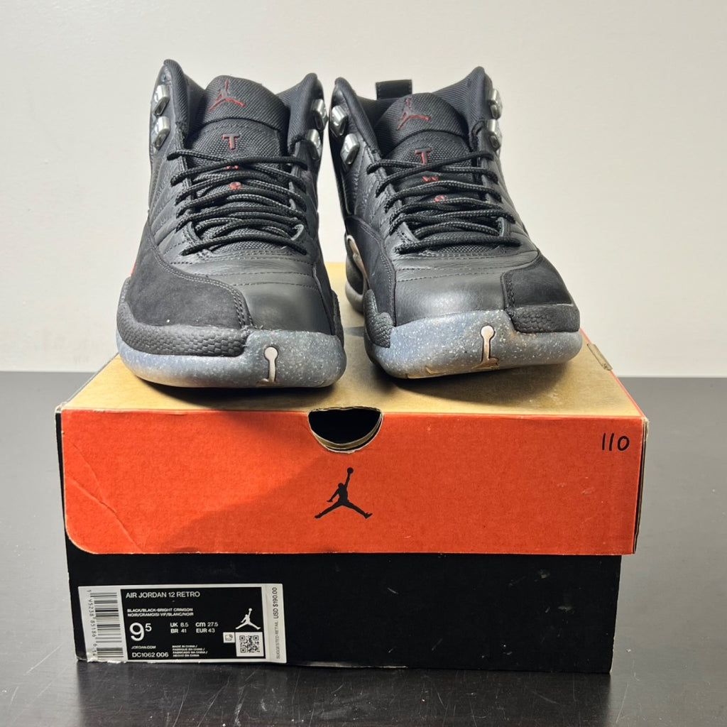 Jordan 12 Retro Utility 9.5 (Lightly Worn Pre-Owned)JordanBlack/Black-Bright Crimson-White - Image 2