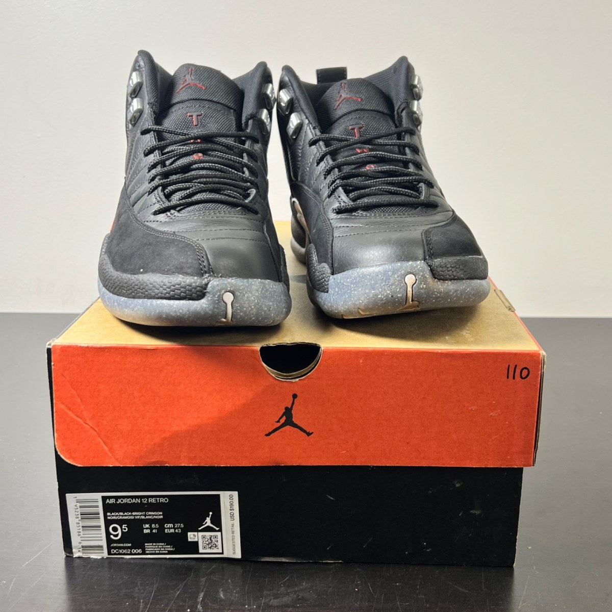 Jordan 12 Retro Utility 9.5 (Lightly Worn Pre-Owned)JordanBlack/Black-Bright Crimson-White - Image 2