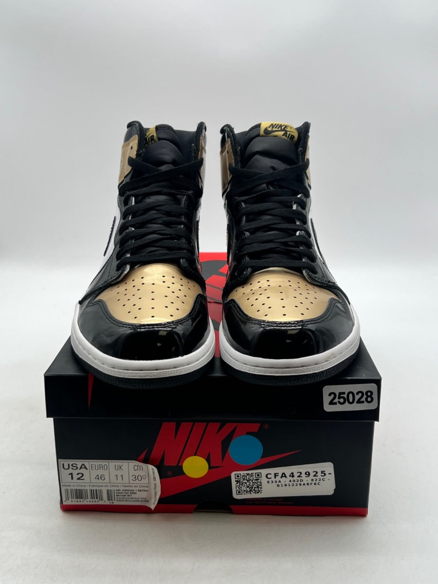 Jordan 1 Retro High NRG Patent Gold Toe 12 (Lightly Worn Pre-Owned)JordanBlack/Metallic Gold-Summit White - Image 2
