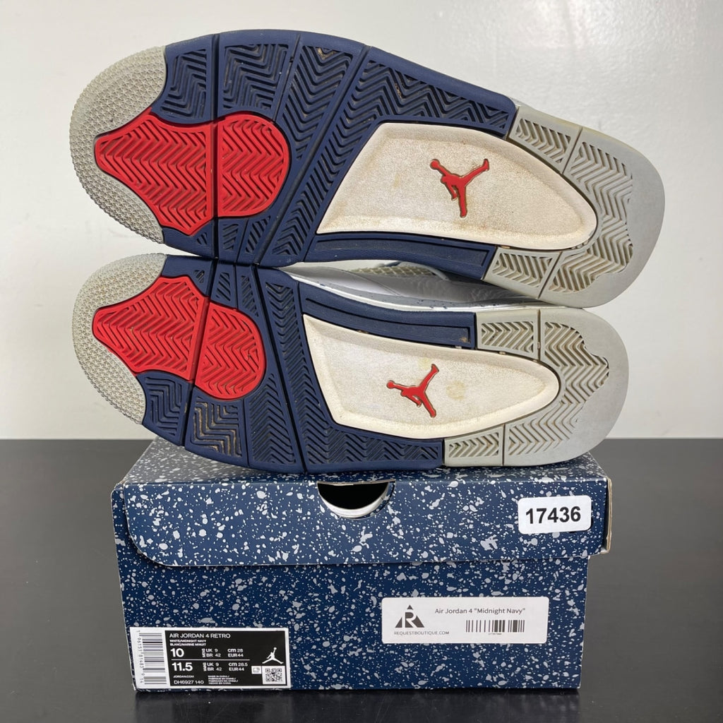 Jordan 4 Retro Midnight Navy 10 (Moderately Worn Pre-Owned)JordanWhite/Midnight Navy/Light Smoke Grey-Fire Red - Image 5