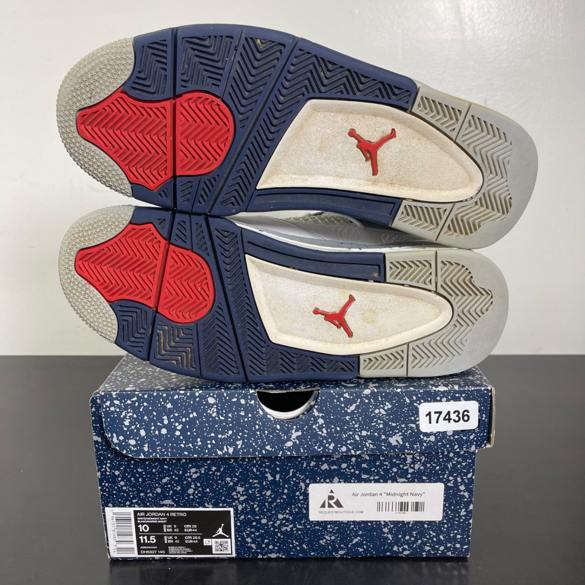 Jordan 4 Retro Midnight Navy 10 (Moderately Worn Pre-Owned)JordanWhite/Midnight Navy/Light Smoke Grey-Fire Red - Image 5