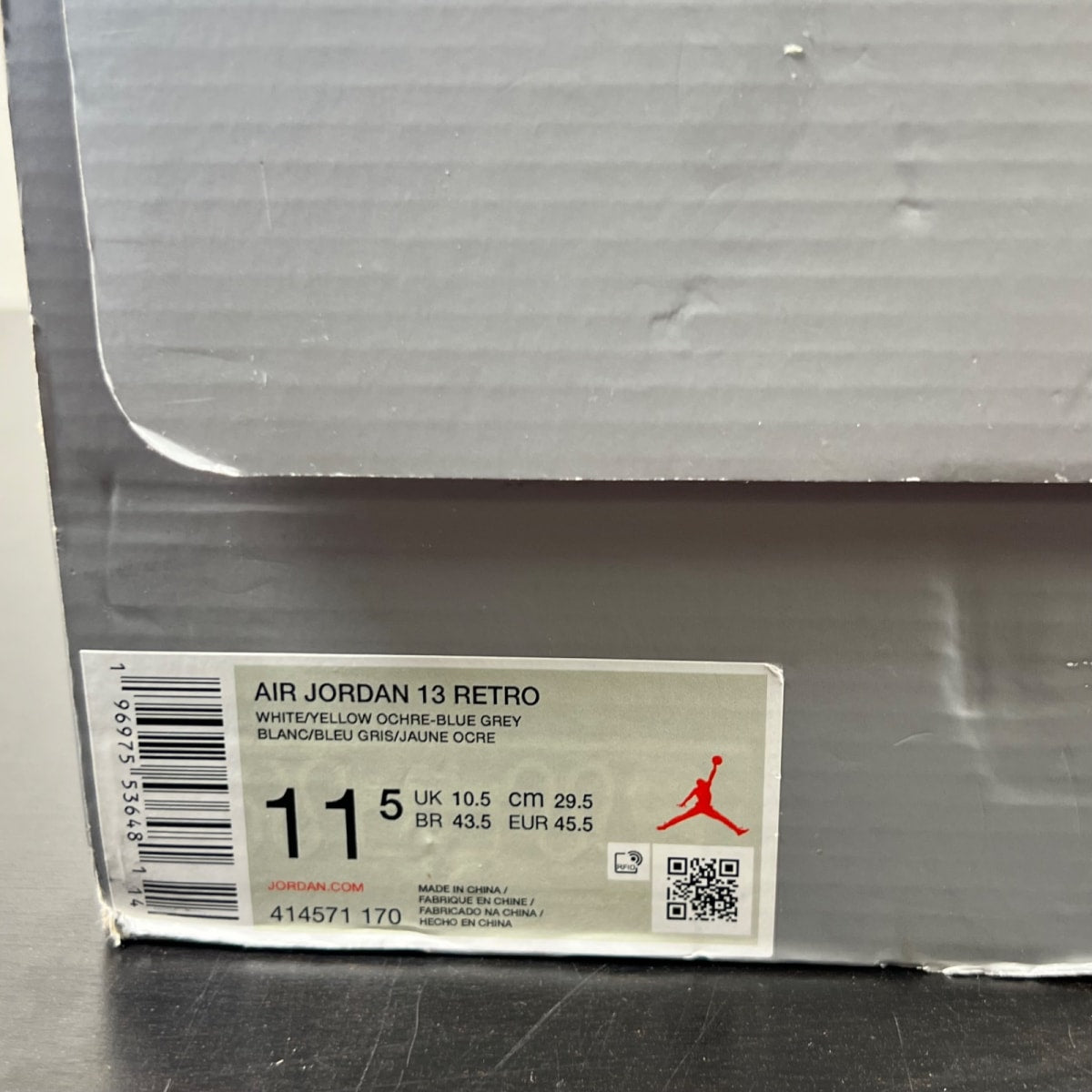 Jordan 13 Retro Blue Grey 11.5 (Moderately Worn Pre-Owned)JordanWhite/Yellow Ochre/Blue Grey/Black - Image 5