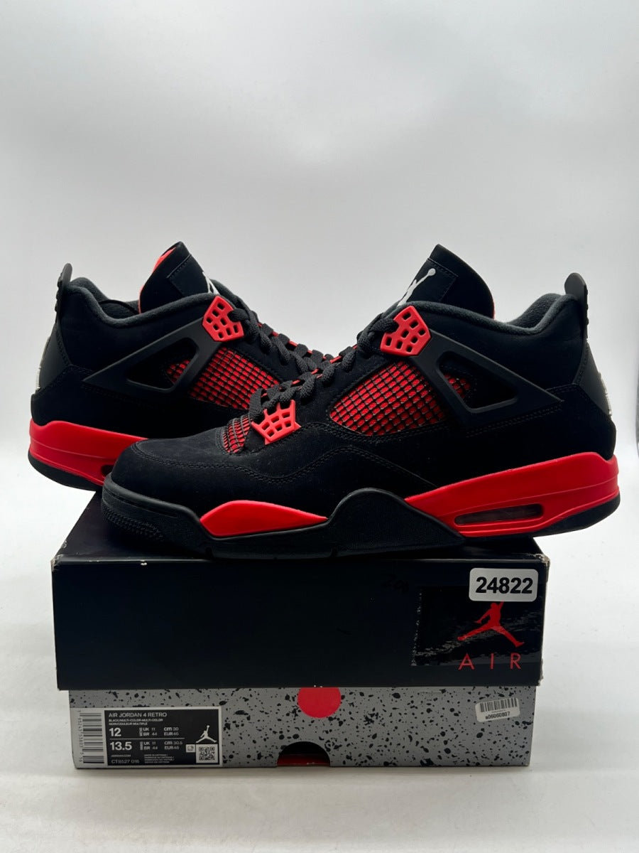 Jordan 4 Retro Red Thunder 12 (Lightly Worn Pre-Owned)JordanBlack/Multi-Color-Multi-Color-Crimson - Image 1