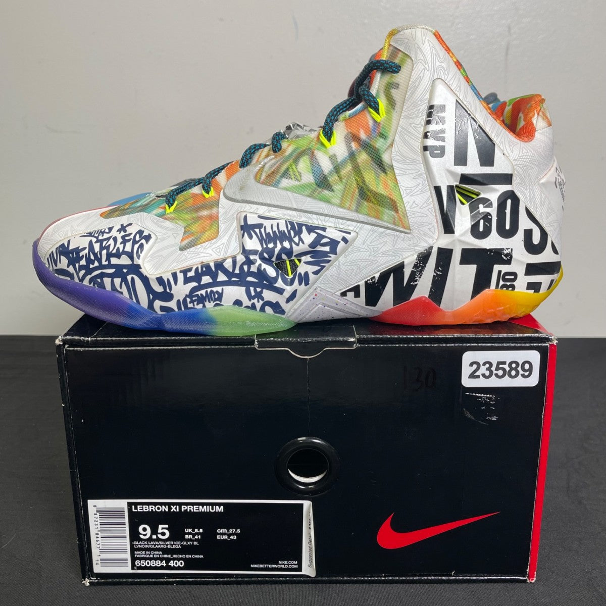 Nike LeBron 11 What the LeBron 9.5 (Moderately Worn Pre-Owned)NikeBlack Lava/Silver Ice-Galaxy Blue - Image 3