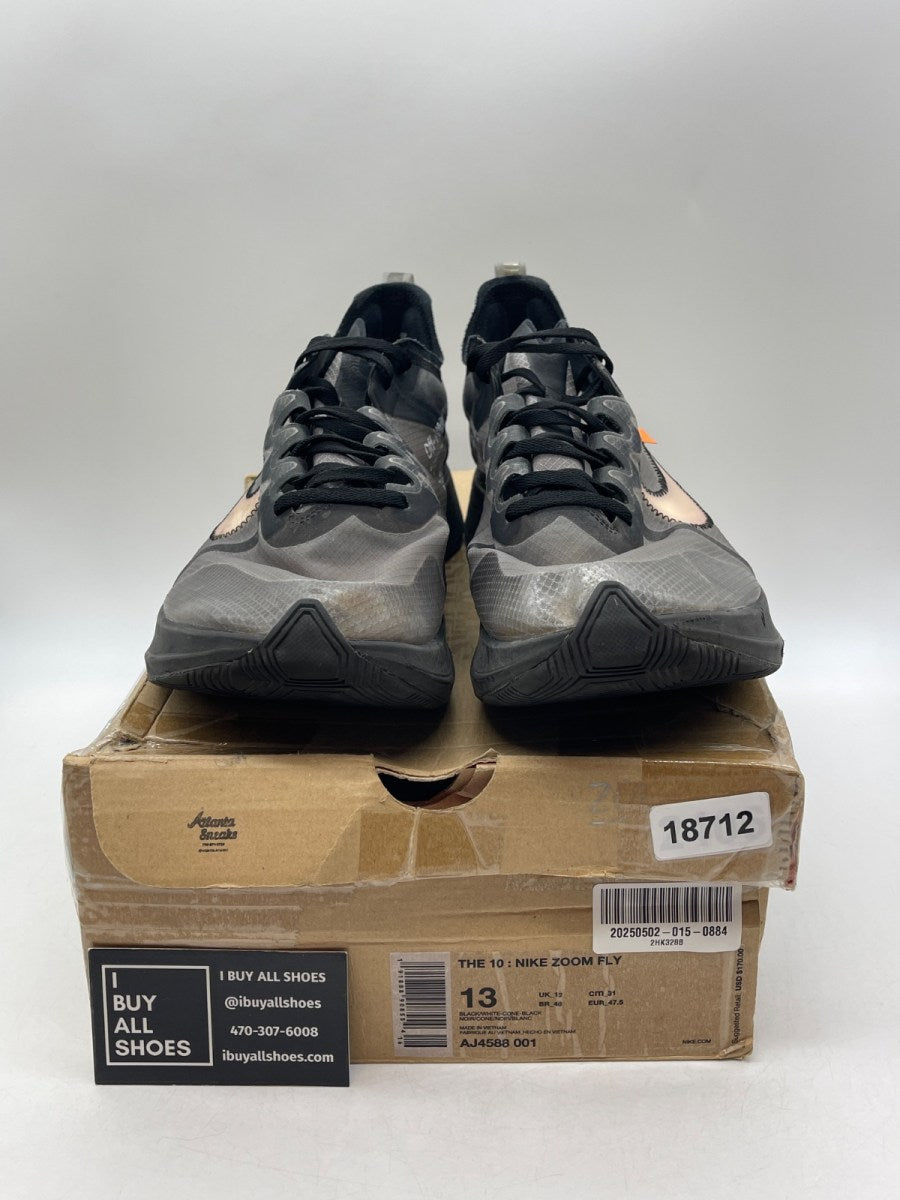Nike Zoom Fly Off-White Black Silver 13 (Heavily Worn Pre-Owned) - Image 2