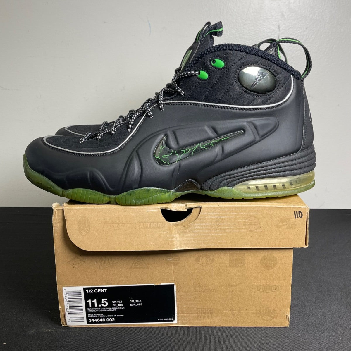 Nike Air 1/2 Cent Black Green Spark (Size 11.5) - Image 3