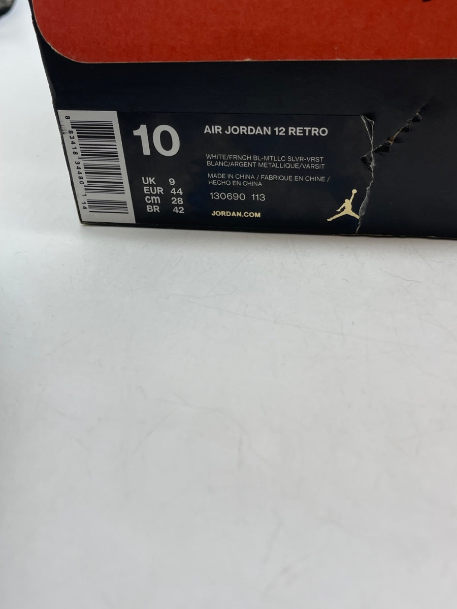 Jordan 12 Retro French Blue (2016) 10 (Moderately Worn Pre-Owned)JordanWhite/French Blue-Metallic Silver-Varsity Red - Image 9