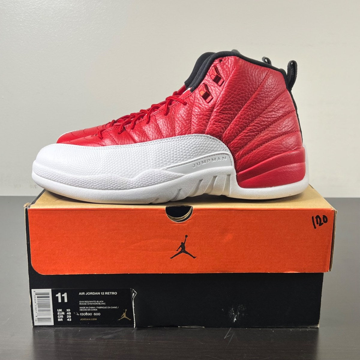 Jordan 12 Retro Gym Red 11 (Lightly Worn Pre-Owned)JordanGym Red/Black-White - Image 3