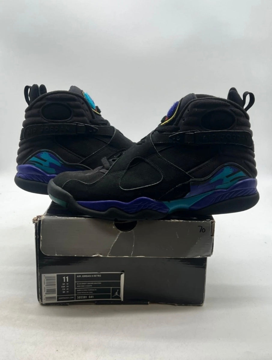 Jordan 8 Retro Aqua (2007) 11 (Heavily Worn Pre-Owned)JordanBlack/Bright Concord-Aqua Tone - Image 1