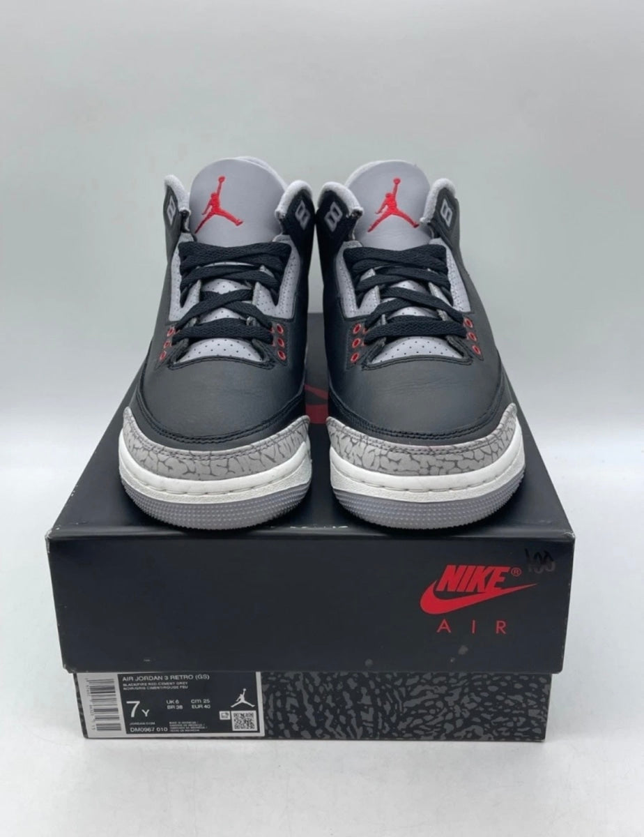 Jordan 3 Retro Black Cement (2024) (GS) 7Y (Lightly Worn Pre-Owned)JordanBlack/Fire Red/Cement Grey/Sail - Image 2
