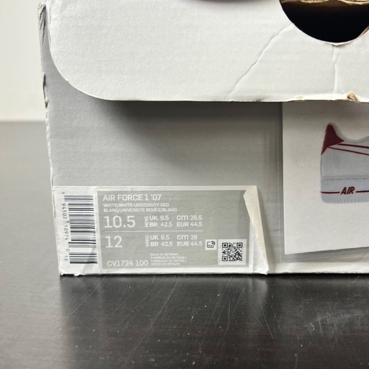 Nike Air Force 1 Low '07 White University Red 10.5 (Lightly Worn Pre-Owned)NikeWhite/University Red/White - Image 5