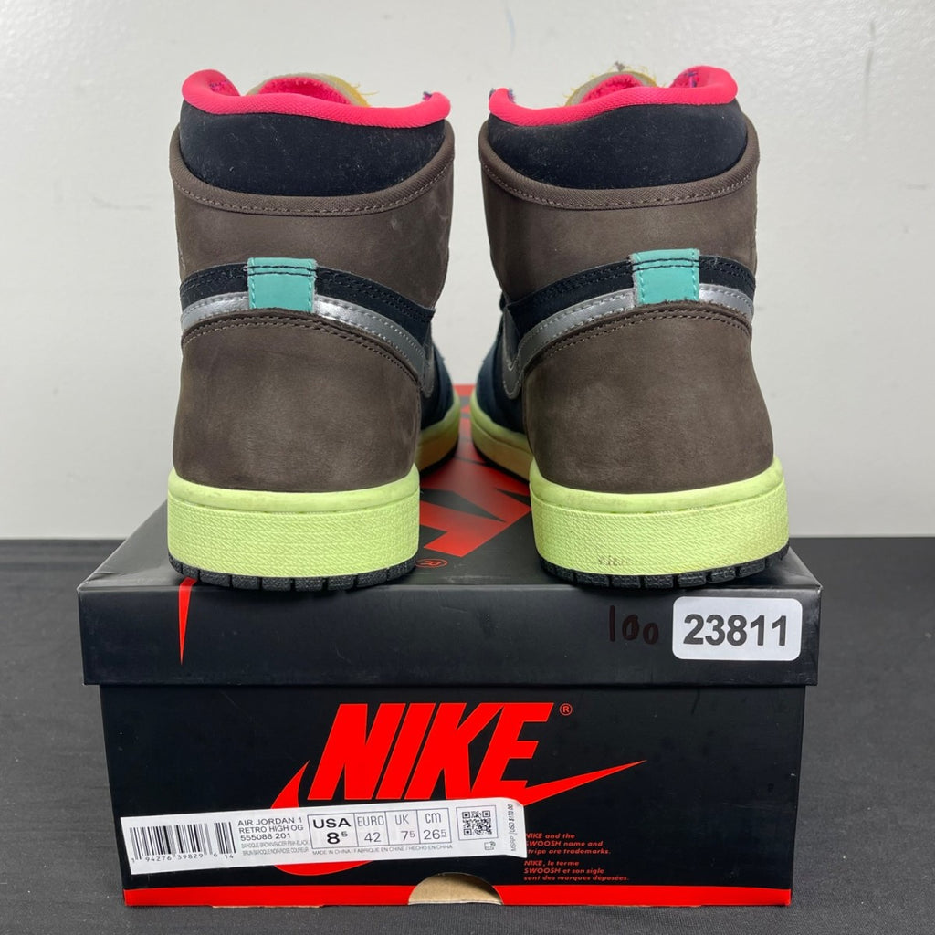 Jordan 1 Retro High Tokyo Bio Hack 8.5 (Moderately Worn Pre-Owned)JordanBaroque Brown/Black-Laser Orange-Racer Pink - Image 4