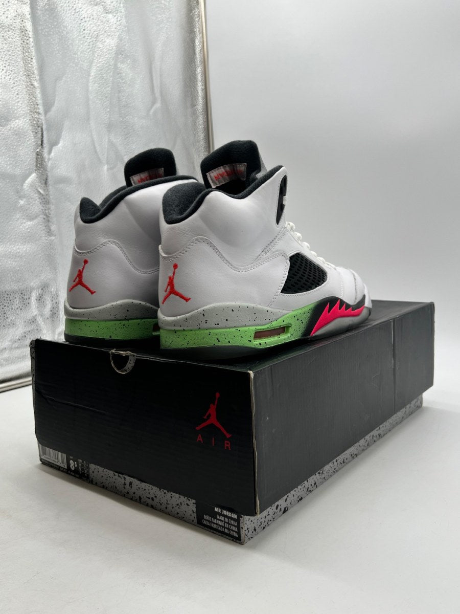 Jordan 5 Retro Poison Green 8.5 (Moderately Worn Pre-Owned)JordanWhite/Infrared 23-Light Poison Green-Black - Image 5
