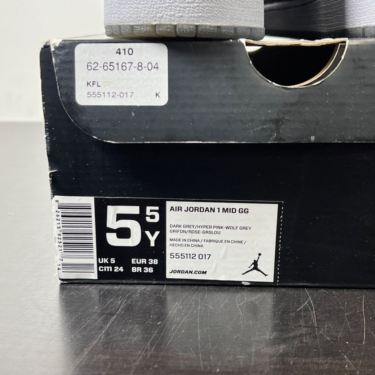 Air Jordan 1 Mid GS 'Dark Grey Hyper Pink' 5.5 (Moderately Worn Pre-Owned)Air Jordan - Image 5