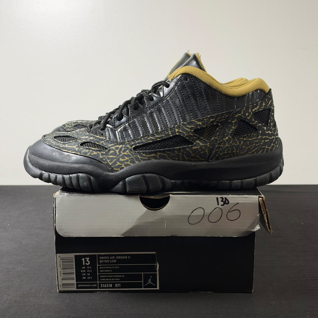 Jordan 11 Retro Low IE Black Metallic Gold (Women's) (Size 13W) - Image 3