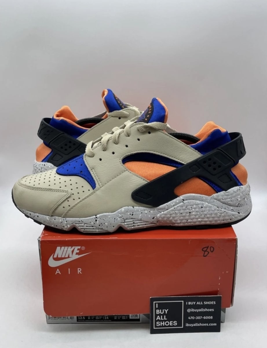 Nike Air Huarache ACG Mowabb (2022) 12.5 (Lightly Worn Pre-Owned)NikeRattan/Hyper Royal-Bright Mandarin-Black - Image 1