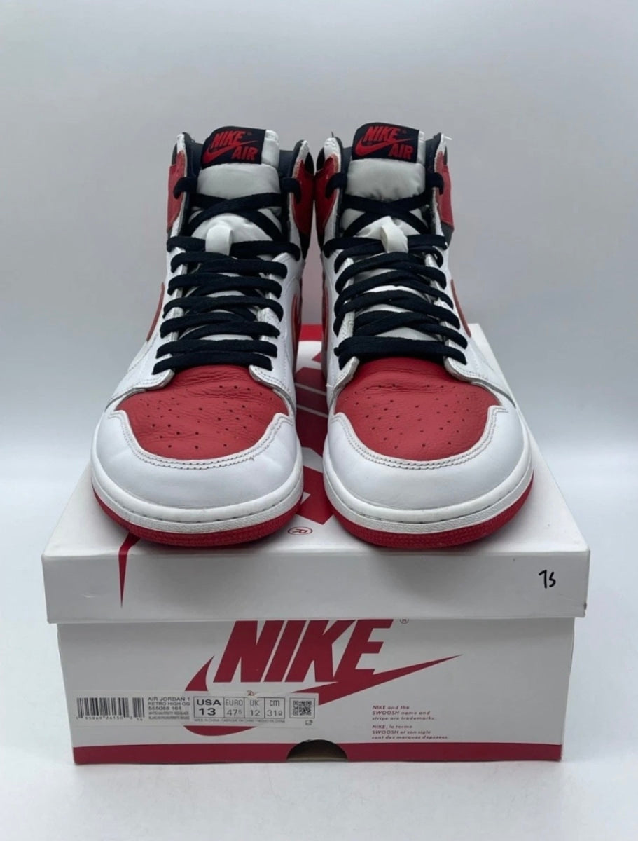 Jordan 1 Retro High OG Heritage 13 (Lightly Worn Pre-Owned)JordanWhite/University Red-Black - Image 2