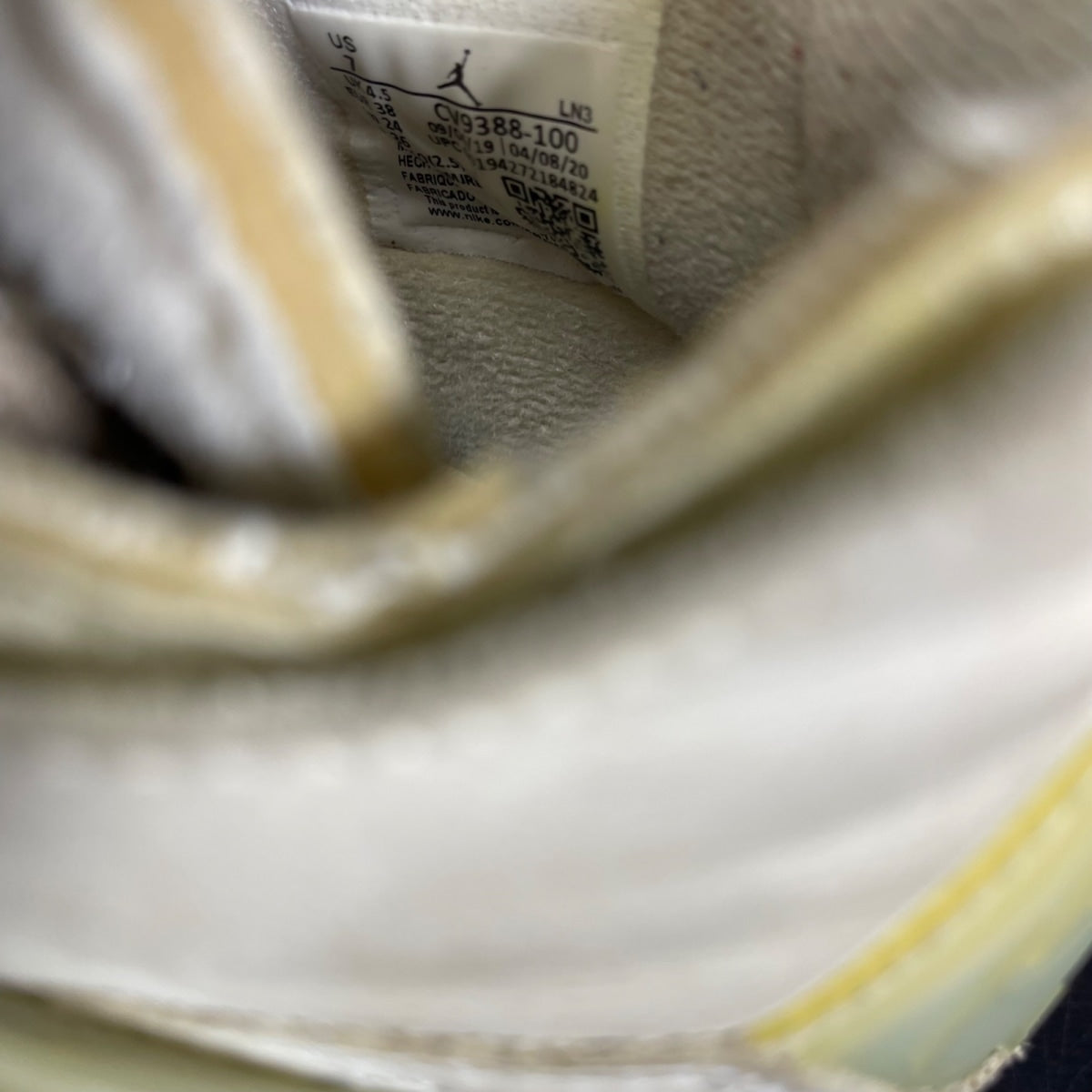 Jordan 4 Retro Off-White Sail (Women's) 7W (Moderately Worn Pre-Owned)JordanSail/Muslin-White-Black - Image 6