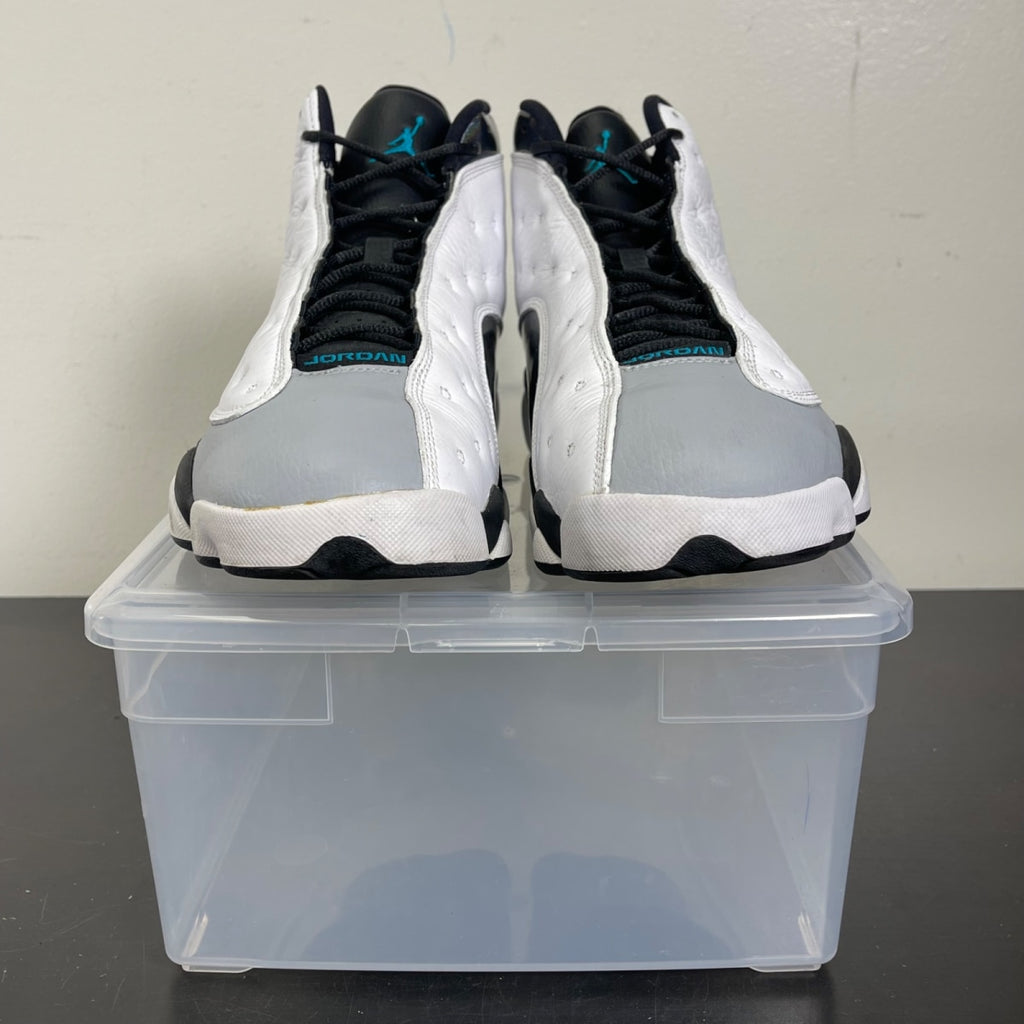 Jordan 13 Retro Barons Hologram 10 (Moderately Worn Pre-Owned)JordanWhite/Tropical Teal-Black-Wolf Grey - Image 2
