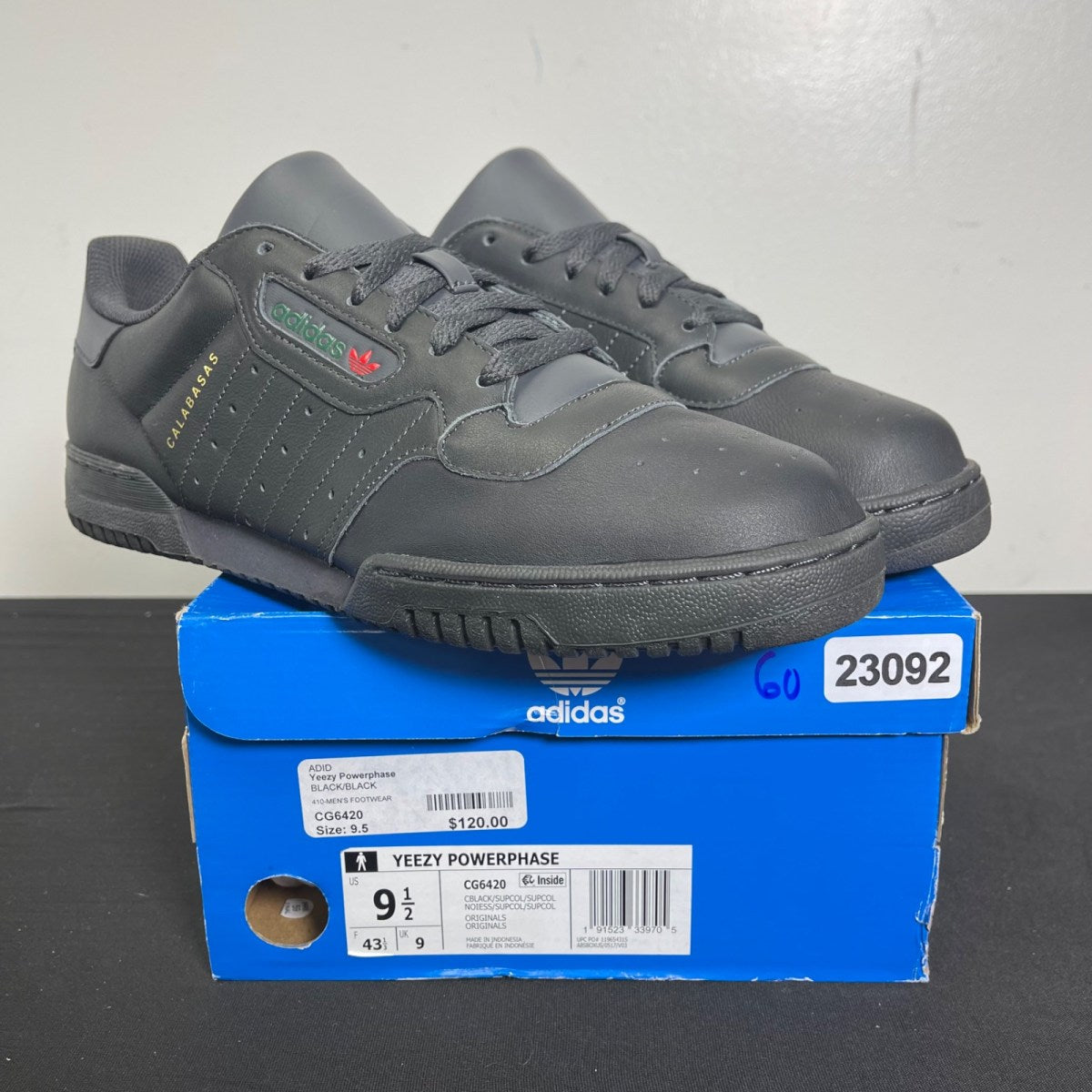 adidas Yeezy Powerphase Calabasas Core Black 9.5 (Moderately Worn Pre-Owned)adidas - Image 1