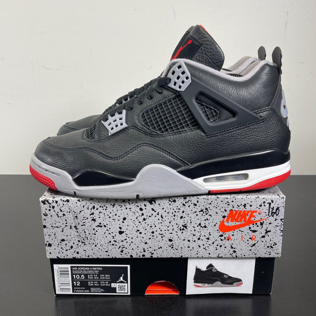 Jordan 4 Retro Bred Reimagined 10.5 (Moderately Worn Pre-Owned)JordanBlack/Cement Grey/Varsity Red/Summit White - Image 3