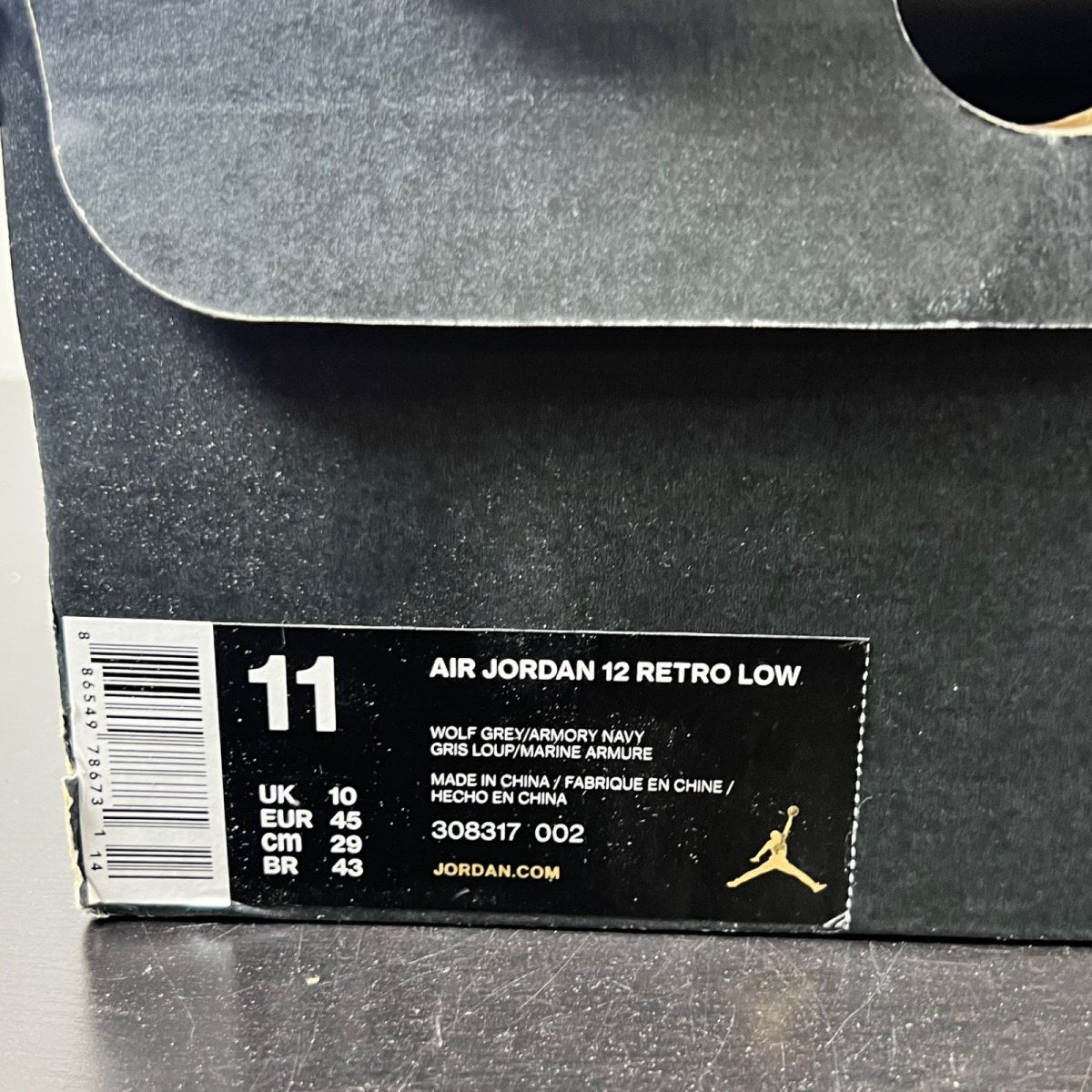 Jordan 12 Retro Low Wolf Grey 11 (Lightly Worn Pre-Owned)JordanWolf Grey/Armory Navy-Electrolime - Image 5