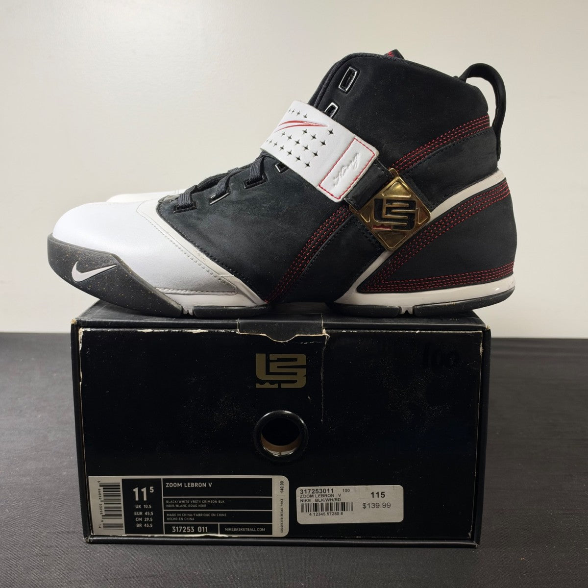 Nike LeBron 5 Black Crimson Black (Size 11.5) - Image 4