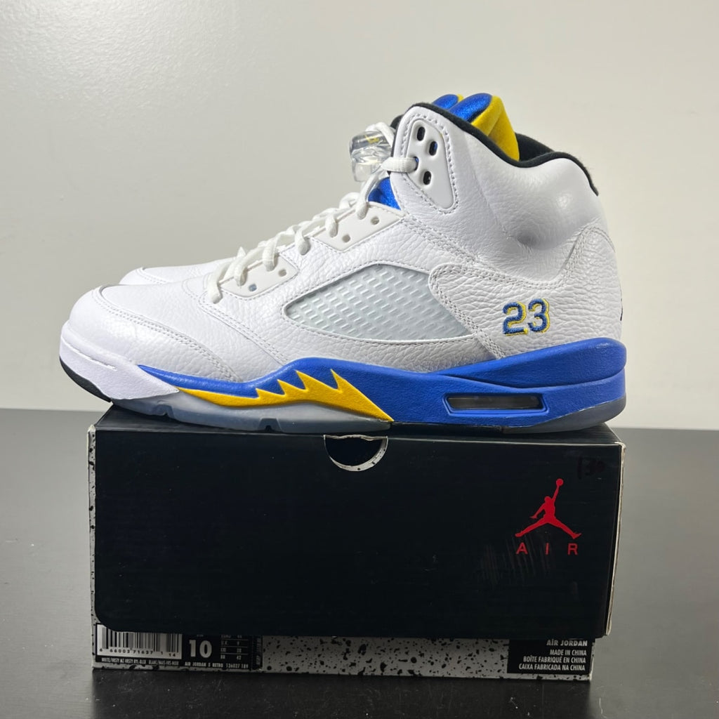 Jordan 5 Retro Laney (2013) 10 (Lightly Worn Pre-Owned)JordanWhite/Varsity Maize-Varsity Royal-Black - Image 3