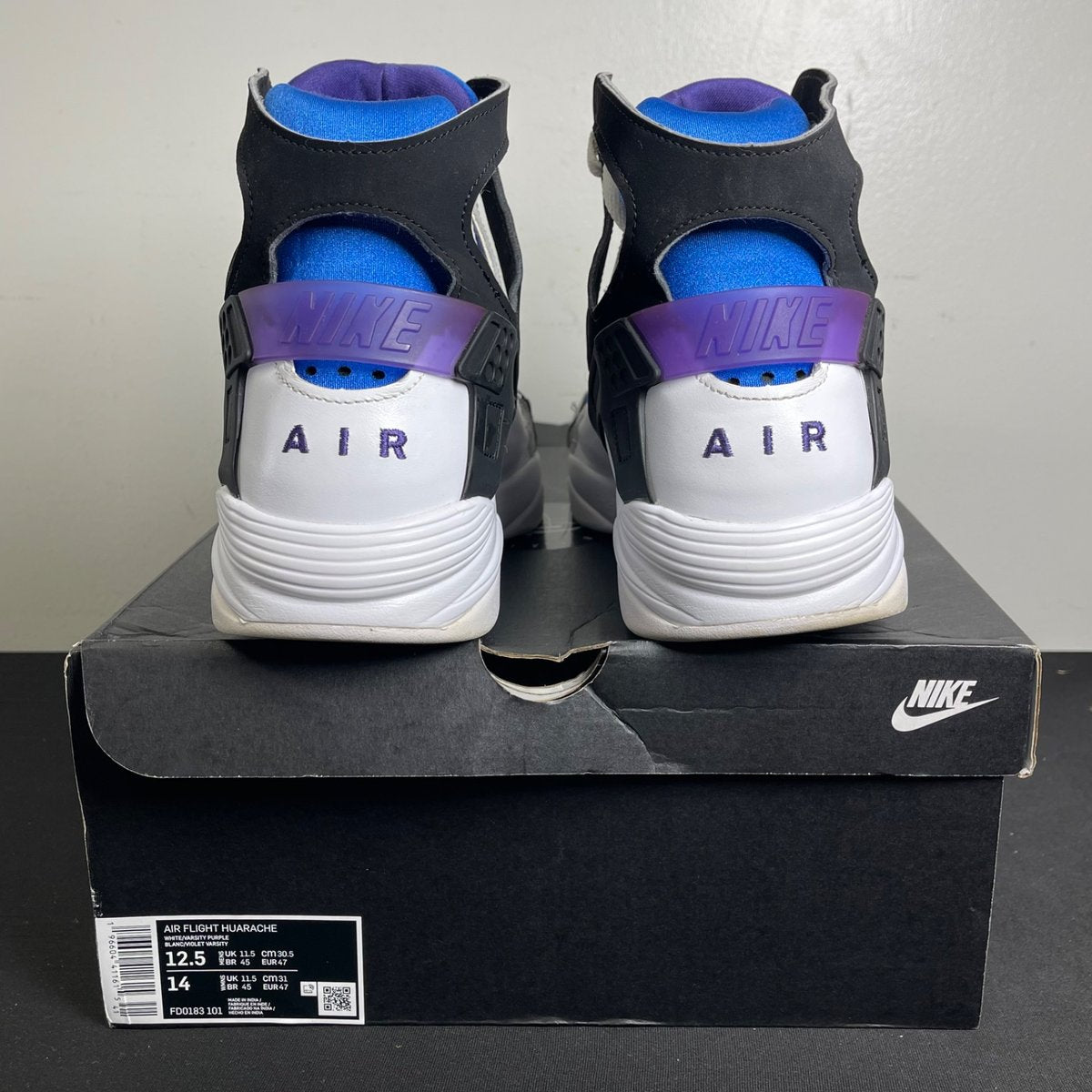 Nike Air Flight Huarache OG White Varsity Purple (2023) (Size 12.5) - aux