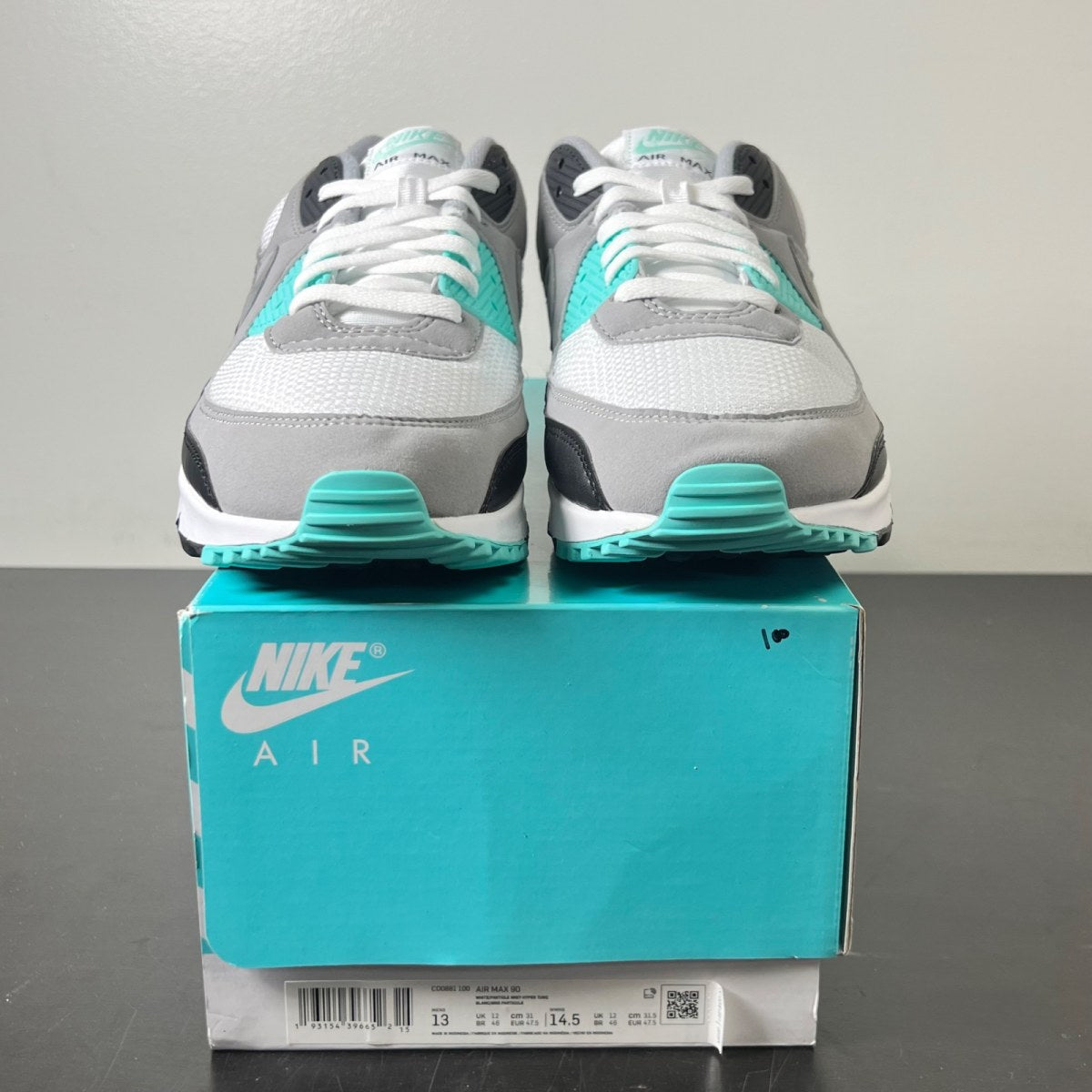 Nike Air Max 90 Recraft Turquoise 13 (Lightly Worn Pre-Owned)NikeWhite/Particle Grey-Black-Turquoise - Image 2