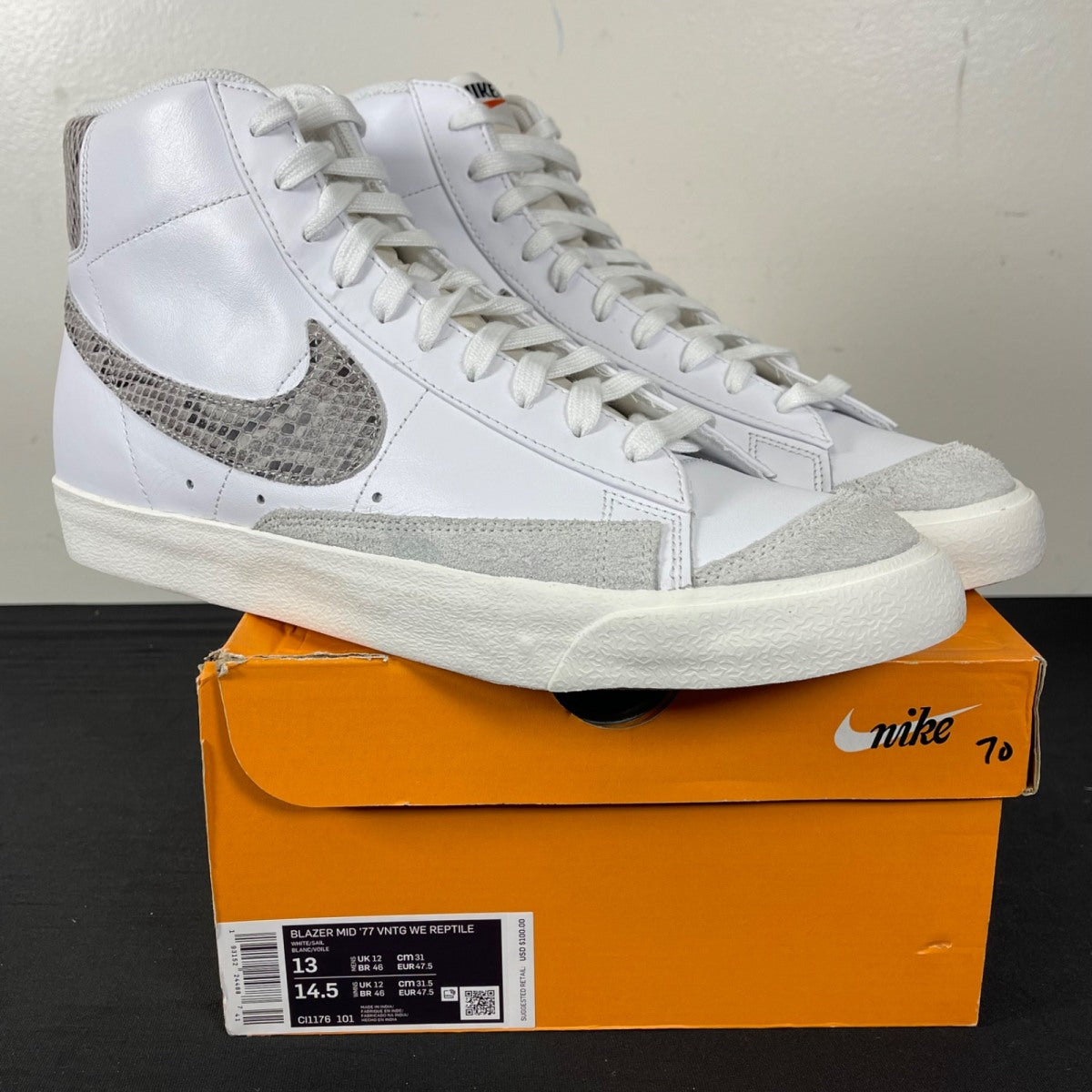 Nike Blazer Mid 77 Vintage Snakeskin Swoosh (Size 13) - Image 1