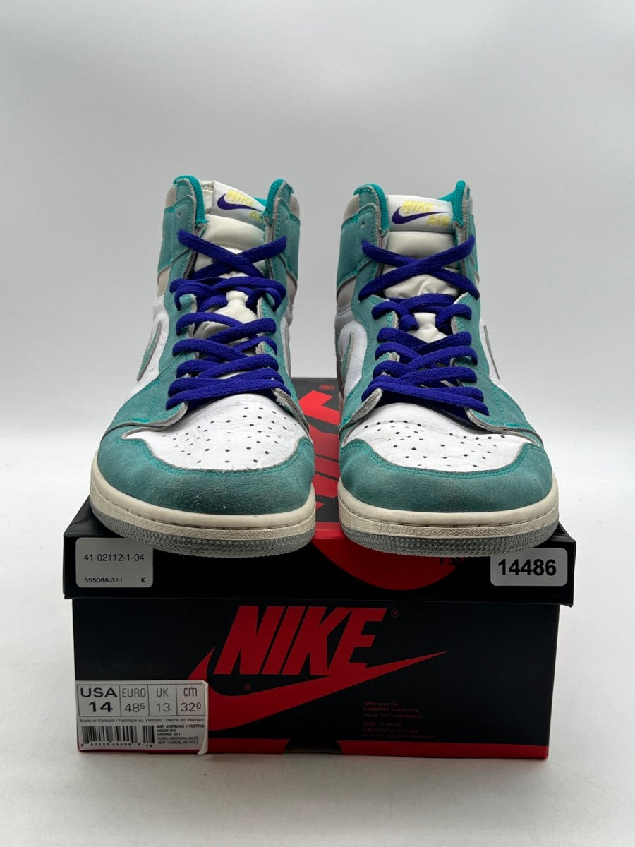 Jordan 1 Retro High Turbo Green 14 (Heavily Worn Pre-Owned)JordanTurbo Green/Sail-White-Light Smoke Grey - Image 2