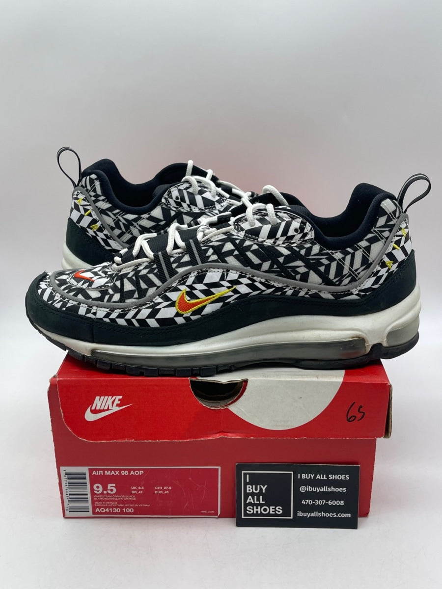 Nike Air Max 98 AOP Black 9.5 (Moderately Worn Pre-Owned) - Image 1