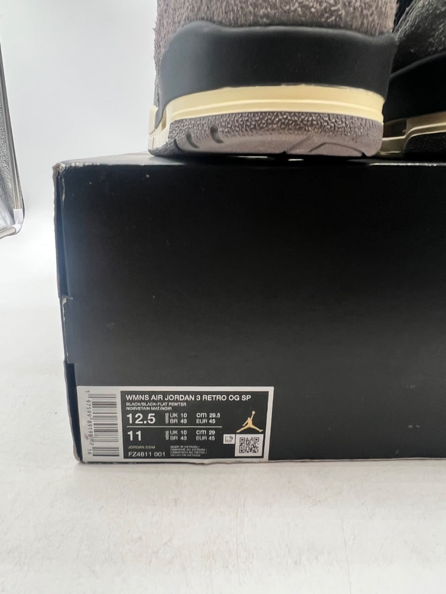 Jordan 3 Retro OG SP A Ma Maniére While You Were Sleeping (Women's) 12.5W (Lightly Worn Pre-Owned)JordanBlack/Black/Flat Pewter/Violet Ore - Image 4
