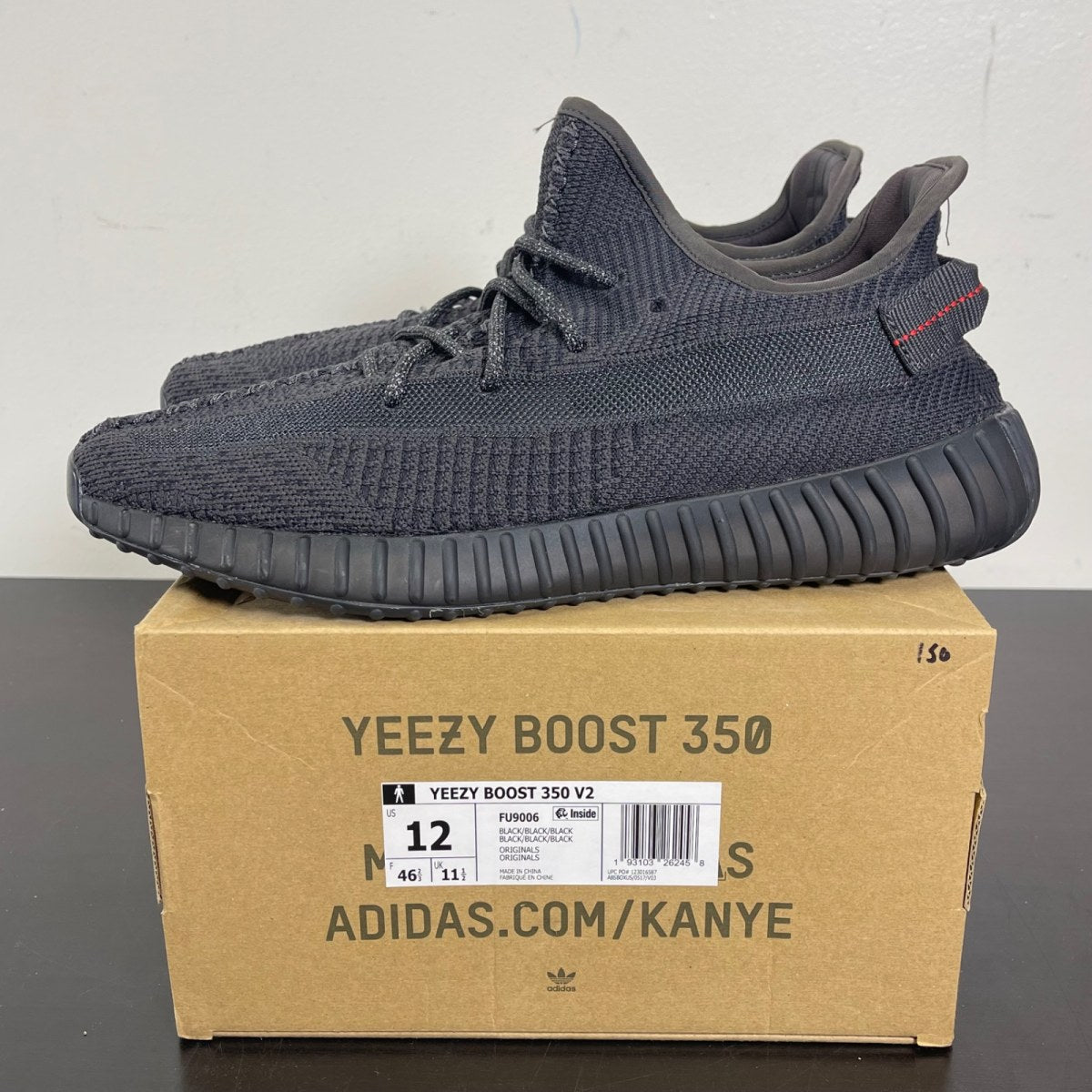 adidas Yeezy Boost 350 V2 Black (Non-Reflective) 12 (Moderately Worn Pre-Owned)adidasBlack/Black/Black - Image 3