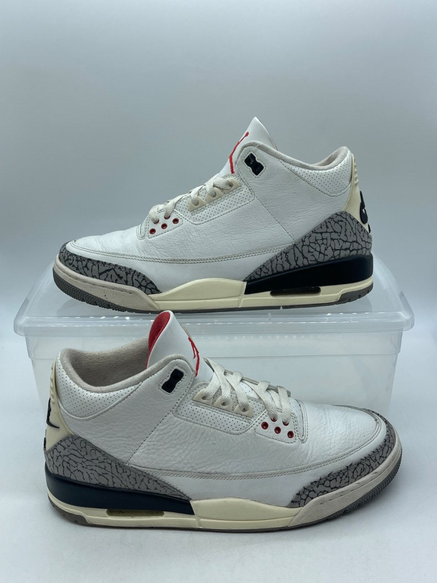 Jordan 3 Retro White Cement Reimagined 11 (Moderately Worn Pre-Owned)JordanSummit White/Fire Red/Black/Cement Grey - Image 1