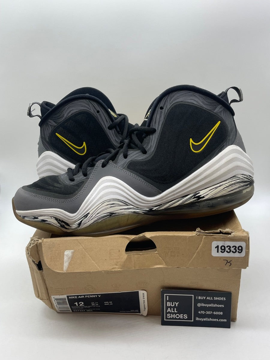 Nike Air Penny 5 'Black Grey Tour Yellow' 12 (Moderately Worn Pre-Owned) - Image 1