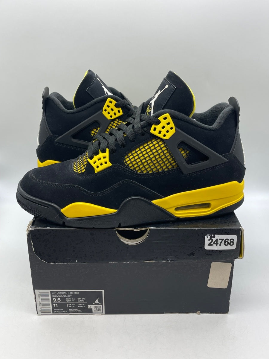 Jordan 4 Retro Thunder (2023) 9.5 (Moderately Worn Pre-Owned)JordanBlack/Tour Yellow - Image 1