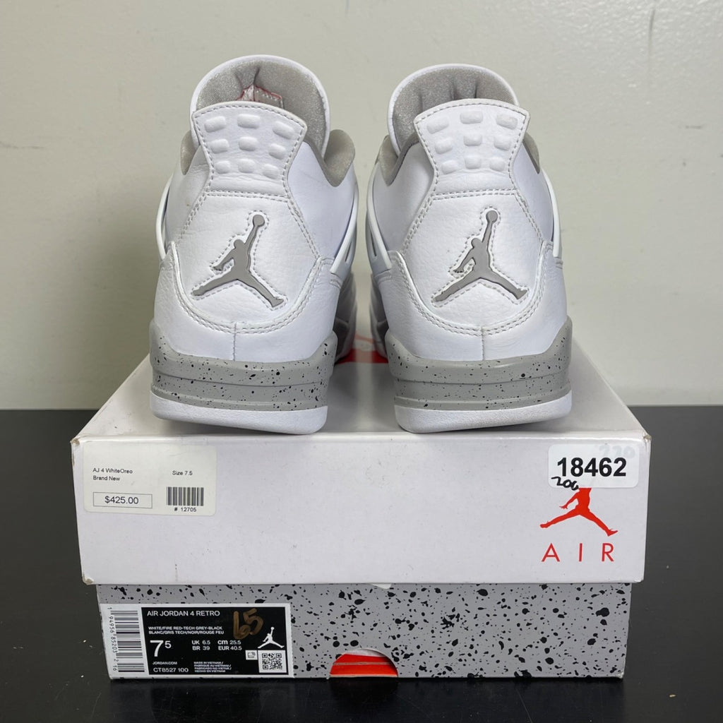 Jordan 4 Retro White Oreo (2021) 7.5 (Moderately Worn Pre-Owned)JordanWhite/Tech Grey-Black-Fire Red - Image 4