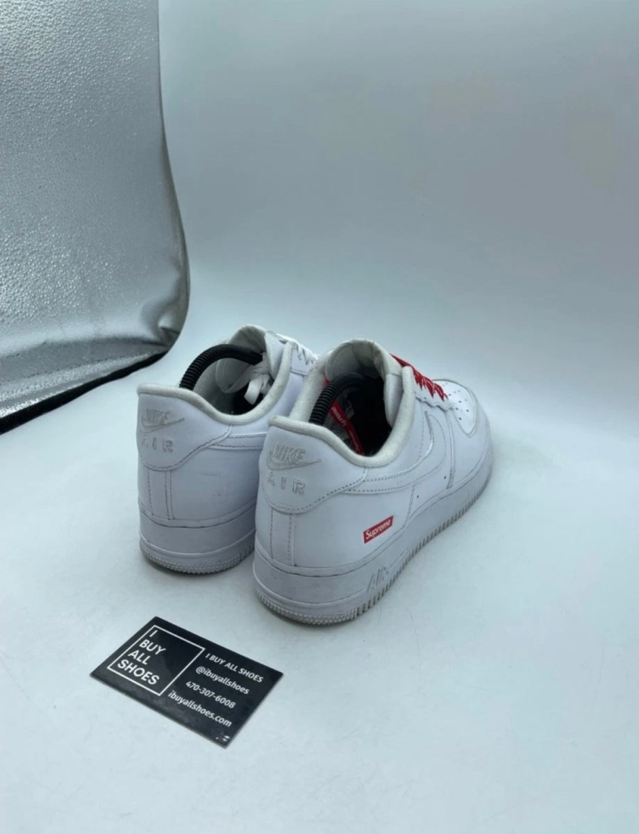 Nike Air Force 1 Low Supreme White 9 (Moderately Worn Pre-Owned)NikeWhite/White-White - Image 5
