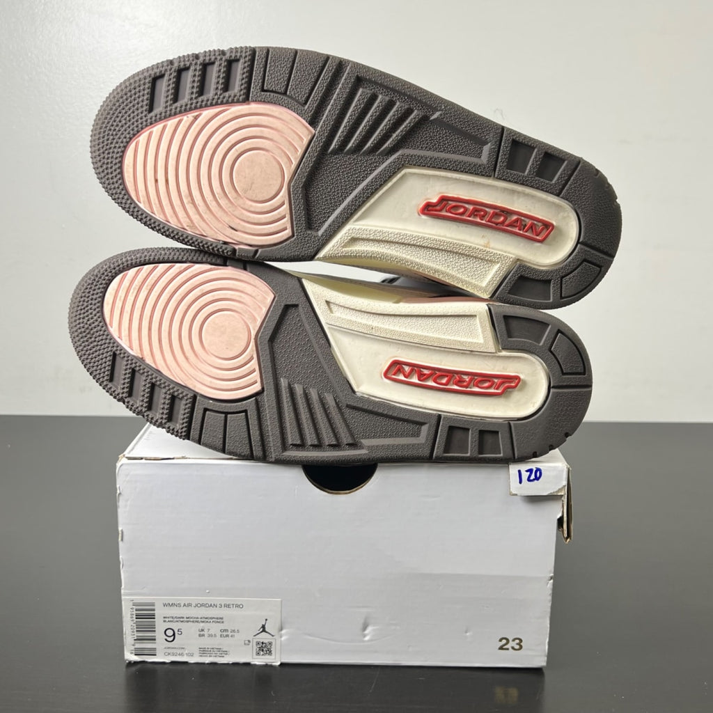 Jordan 3 Retro Neapolitan Dark Mocha (Women's) 9.5W (Lightly Worn Pre-Owned)JordanWhite/Dark Mocha-Atmosphere-Sail - Image 6