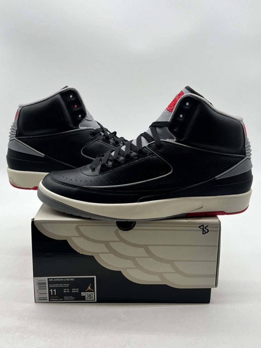 Jordan 2 Retro Black Cement 11 (Lightly Worn Pre-Owned)JordanBlack/Cement Grey/Fire Red/Sail - Image 1