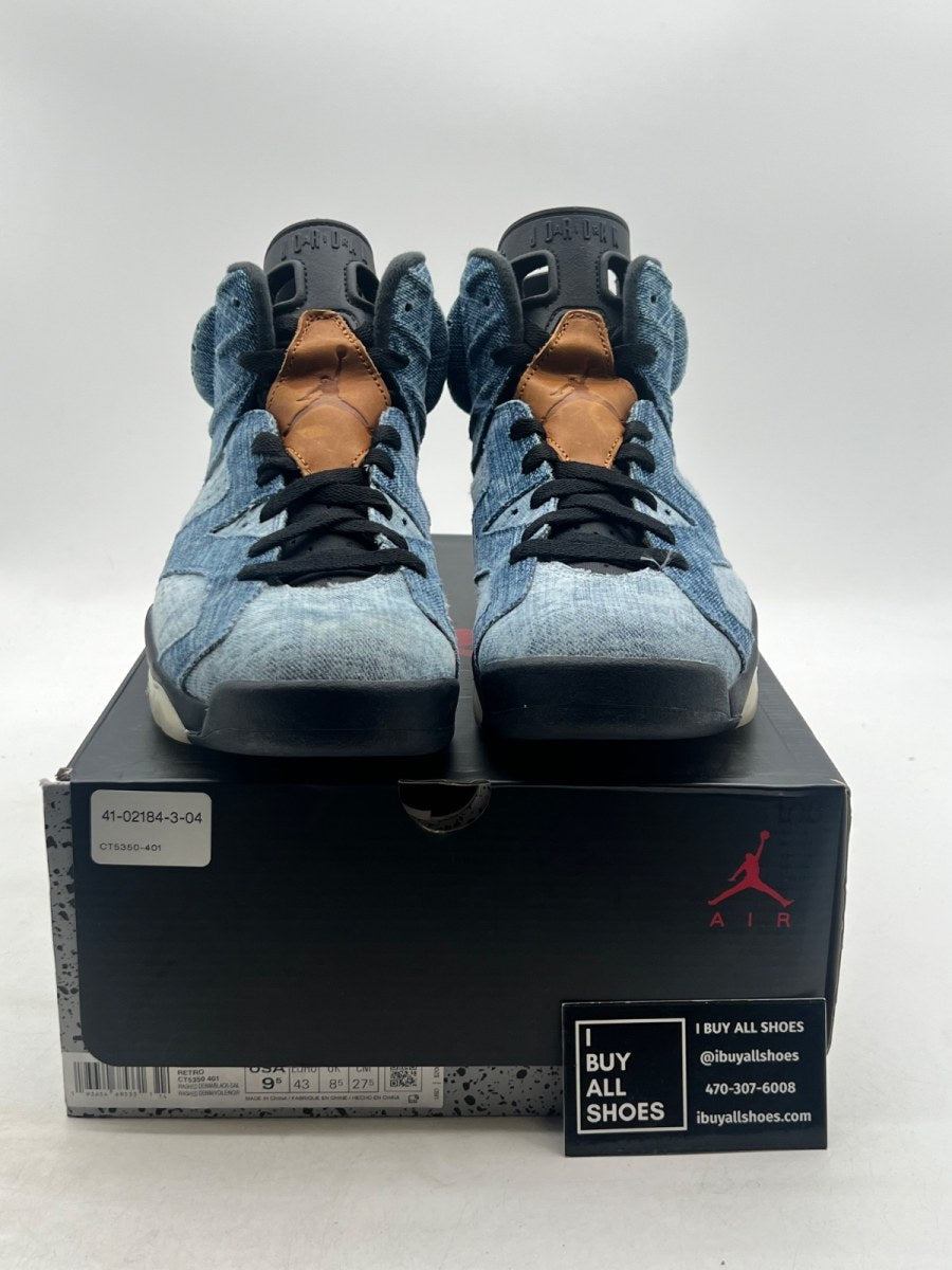 Jordan 6 Retro Washed Denim 9.5 (Lightly Worn Pre-Owned) - Image 2