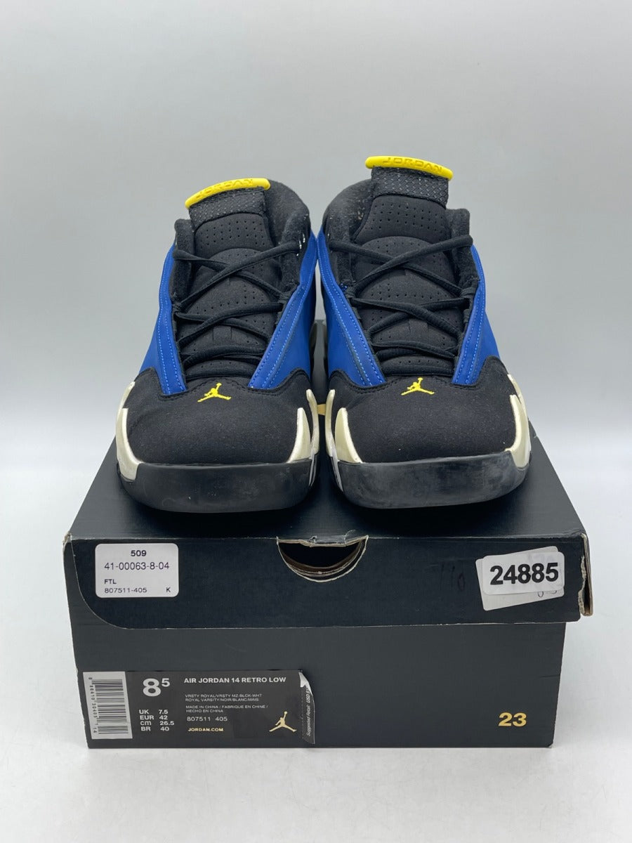 Jordan 14 Retro Low Laney (2015) 8.5 (Moderately Worn Pre-Owned)JordanVarsity Royal/Varsity Maize-Black-White - Image 2